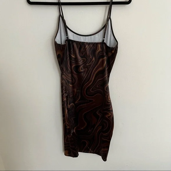Bear Dance Brown Groovy Print Mini Dress Size Medium - Picture 4 of 7